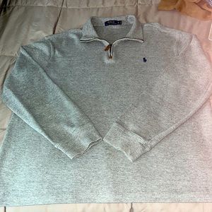 Polo by Ralph Lauren Luxury Jersey Quarter-Zip Pullover grey sweater.